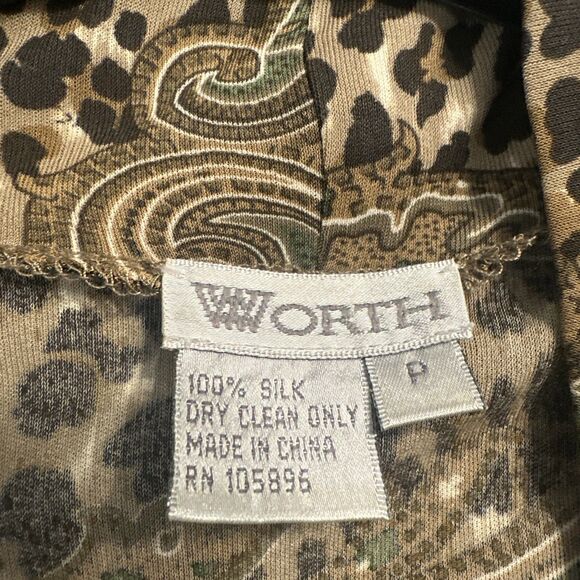 VTG Y2K Worth 100% Silk Top Paisley Animal Print Cowl Neck Blouse Size S Fairy - Picture 3 of 5